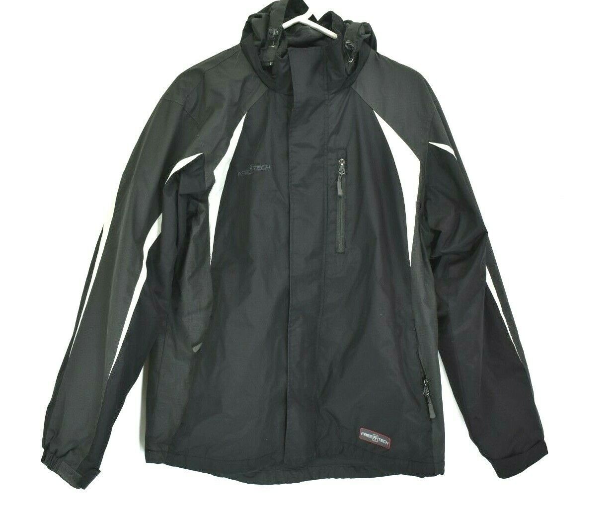 Free Tech Men's Small Detachable Hood Fleece Lined Outdoor Jacket Black