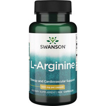 Natural Swanson L-arginine Amino Acids 500 mg 100 Capsules Organic Vegan Veggie - $27.43
