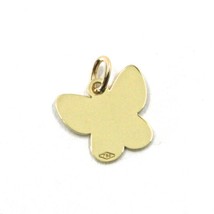 SOLID 18K YELLOW GOLD PENDANT MINI FLAT BUTTERFLY LENGTH 1 CM, 0.4 INCHES, CHARM image 2