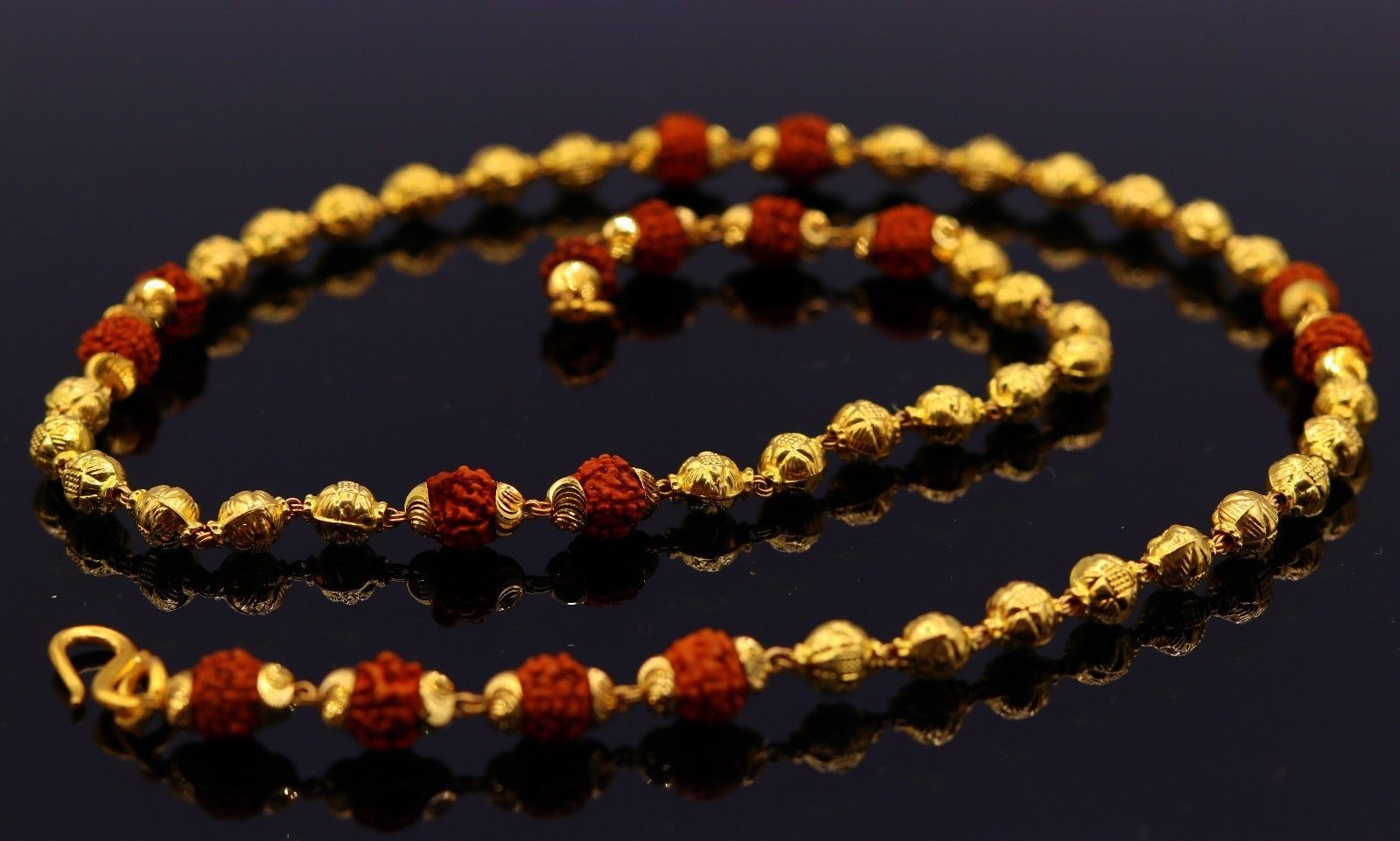 K 22C Yellow Gold Chain Rudraksha Ball 