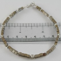 925 Silver Bracelet 4 White Diamonds & Grey Cubes Smooth Hematite Made In Italy - $132.30