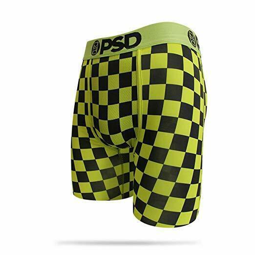 PSD Lime Green Neon Checkers Urban Athletic Boxer Briefs Underwear