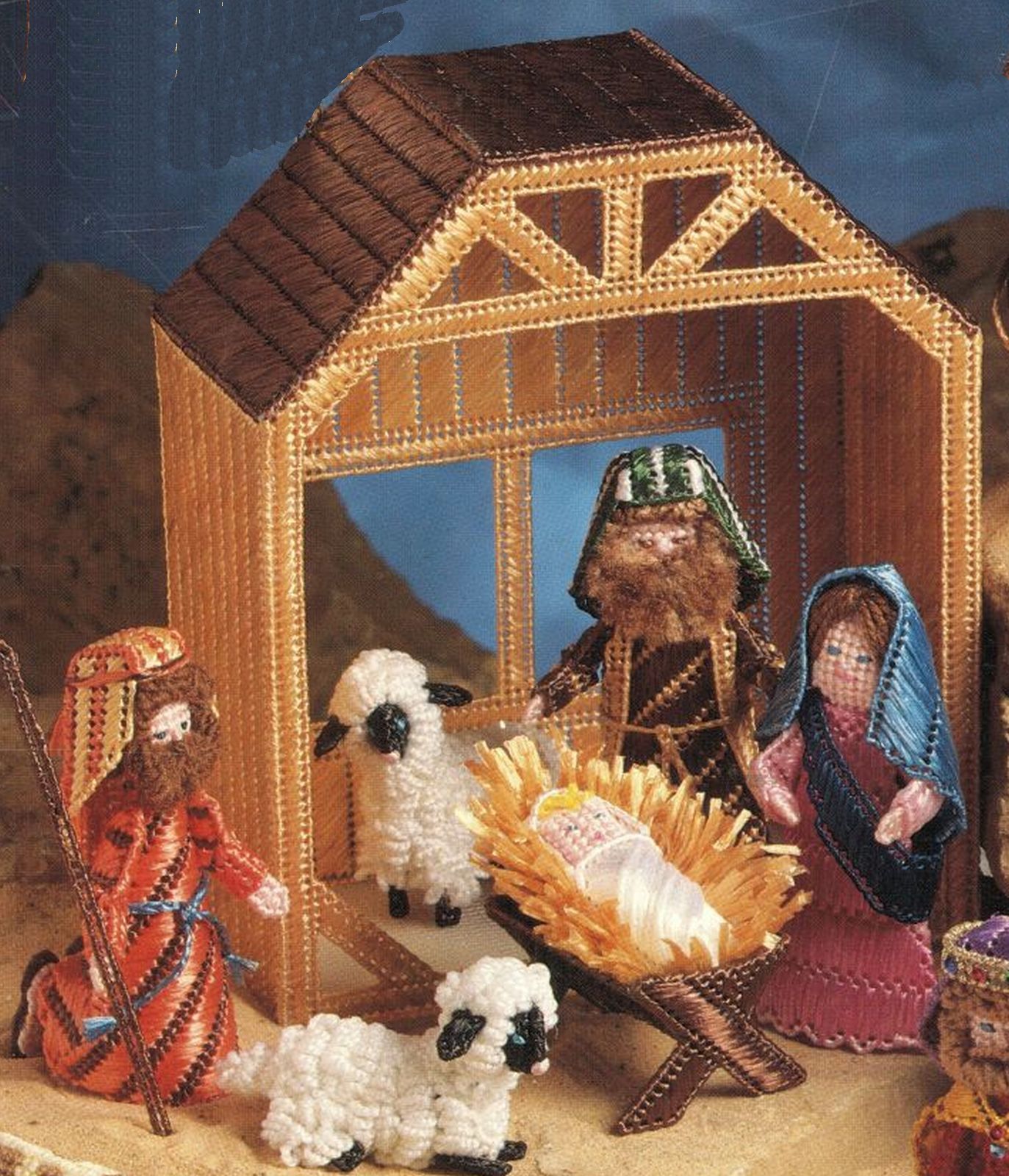 Plastic Canvas Xmas Starlight Nativity 15 Designs Stable Manger Animals 