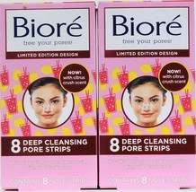 2 Boxes Biore Limited Edition Citrus Crush Scent 8 Ct Deep Pore Cleansing Strips