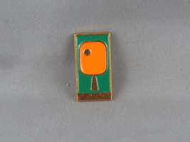 Soviet Sports Pin - Table Tennis Orange Racquet - Stamped Pin  - $15.00