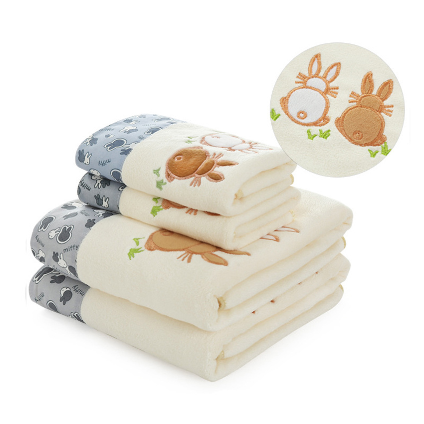 Soft Cartoon Rabbit Towel Set Spa Beauty Face Towel Color White 1pcs