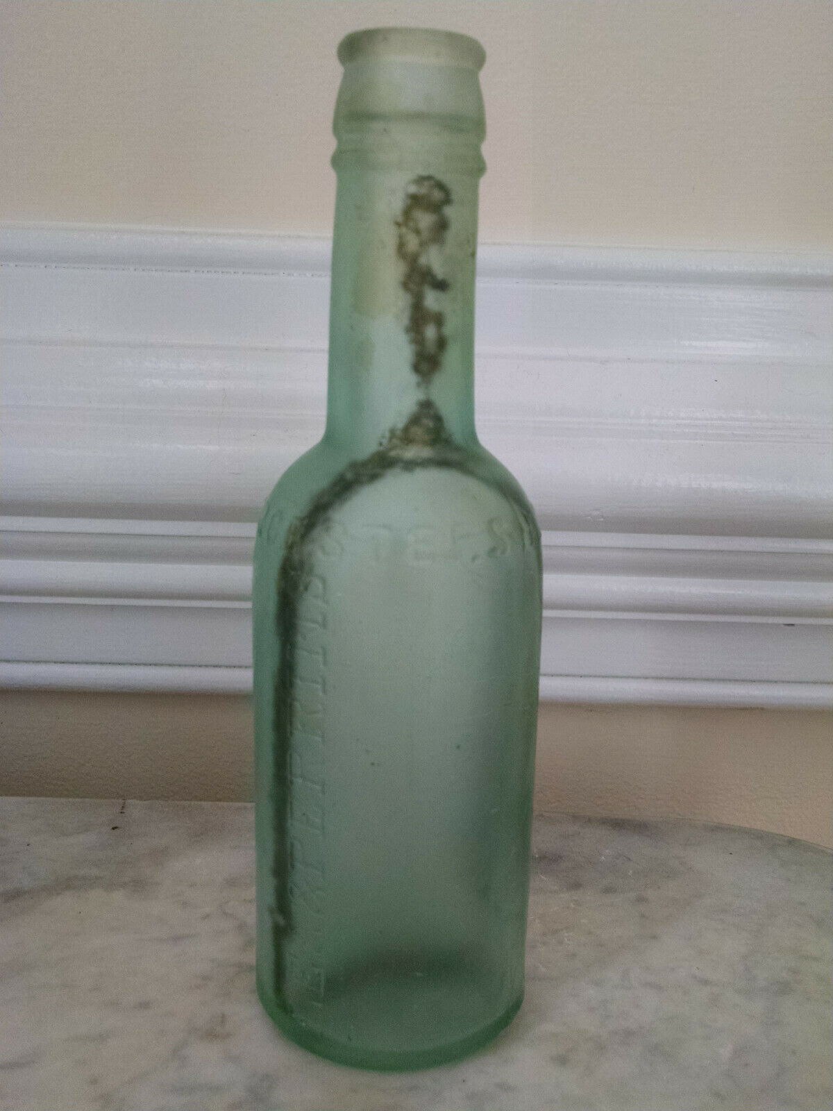 1800s Lea & Perrins Worcestershire Sauce Bottle Aqua Dug Embossed J21DS
