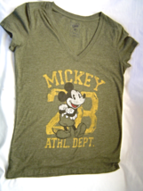  Girls Size S Disney Mickey Mouse Olive Green V Neck  Knit T-Shirt Top - $14.99