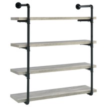 Industrial Plumbing Pipe 4-Tier Wall Shelf Bookshelf Bookcase, Gray Drif... - $208.99