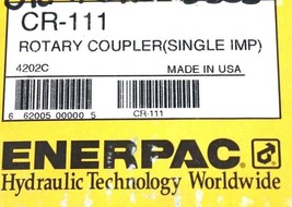 NIB ENERPAC CR-111 ROTARY COUPLER (SINGLE IMP) CR111