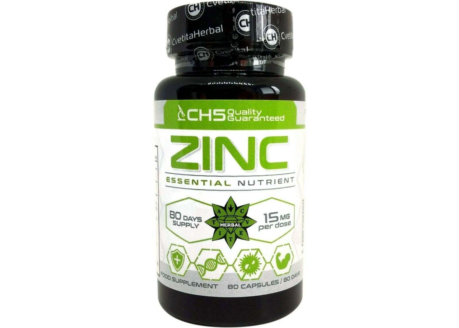 Zinc Citrate Zinc 50 mg 80 Caps Immune System Detox Cod Liver
