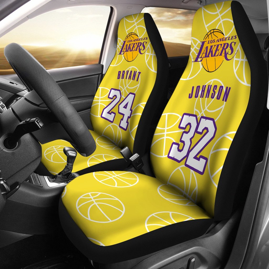 Los Angeles Lakers pair of car seat Covers customizable Seat Covers