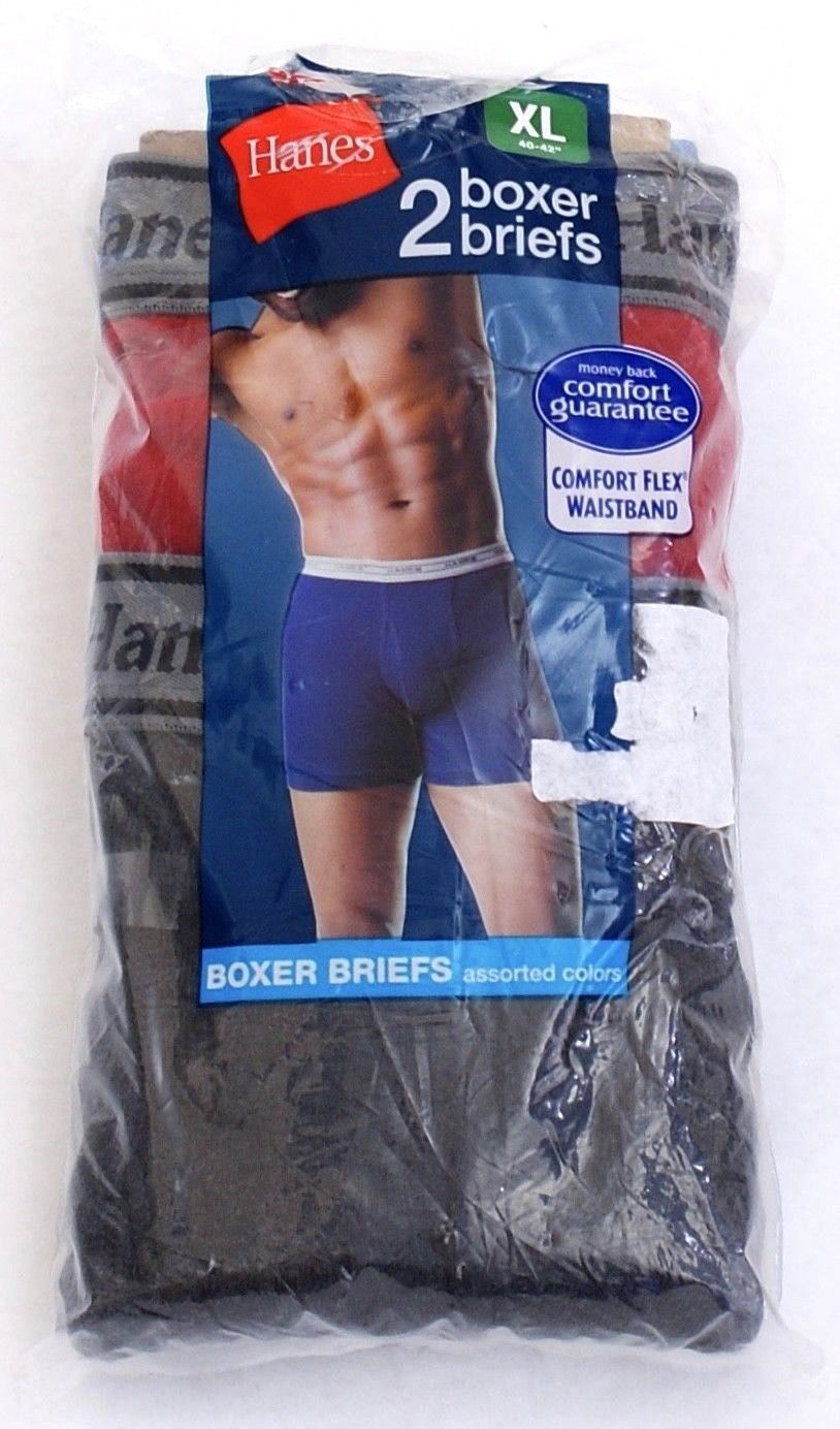 Hanes Red & Gray Boxer Brief Underwear 2 in Package New in Package Men ...