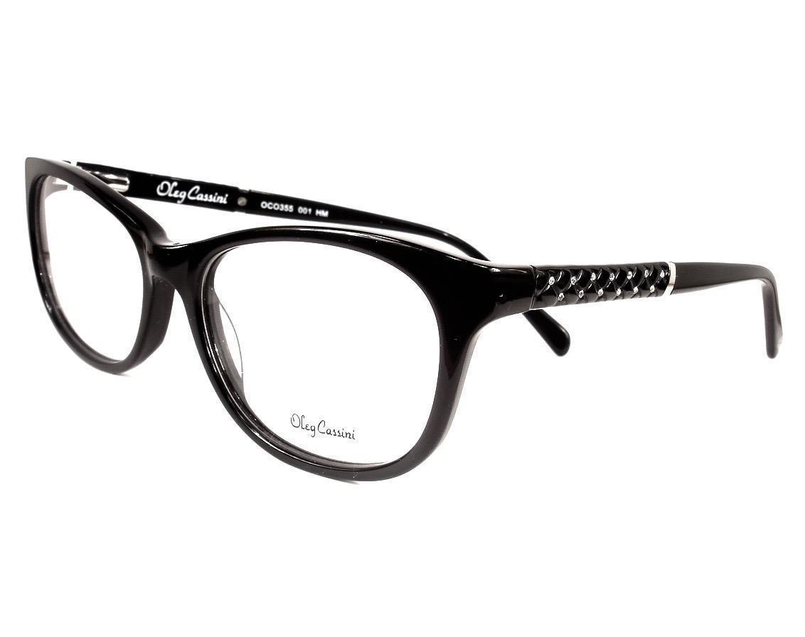 Oleg Cassini Eyeglasses 355 Black 001 Women Plastic 53 17 135 Frames Optical New Eyeglass Frames 