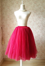 Women's Tulle Midi Skirt, 6-Layered Wine Red Tulle Skirt Outfits, Plus Size