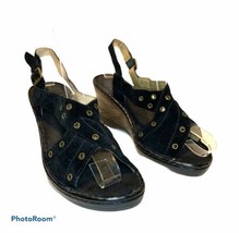 Naturalizer Raegan Leather Suede & Grommet Wedge Slingback Sandals Size 7M - $18.00