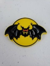Hallmark 1981 Pin Back Button Halloween Vtg BAT Black over FULL MOON Brooch NICE - $12.00