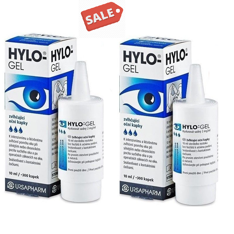 2x Ursapharm Hylo Gel 10ml , LUBRICANT eye drops with Sodium