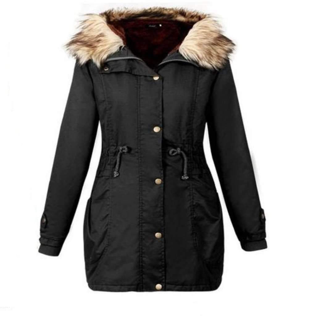 Oversized Fur Hooded Winter Coat - Coats & Jackets