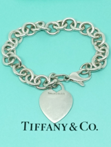 Tiffany &amp; Co. Sterling Silver Heart Tag Charm Round Chain Link Bracelet ... - $249.00