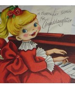 Blond Girl Playing a Piano Birthday Song for Granddaughter Vintage 1950's Card - $7.50