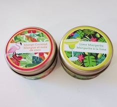Candle in Tin, Set of 2, Lime Margarita and Mango Coconut, 3oz each
