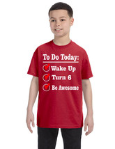 Kids Youth Birthday T Shirt Turn 6 Six Year Old Gift 6th Bday Outfit - $18.94