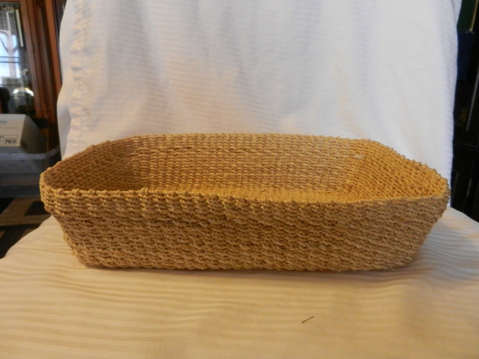 Woven Wicker Rattan Rectangular Basket for Bread, Fruit Towels, Light