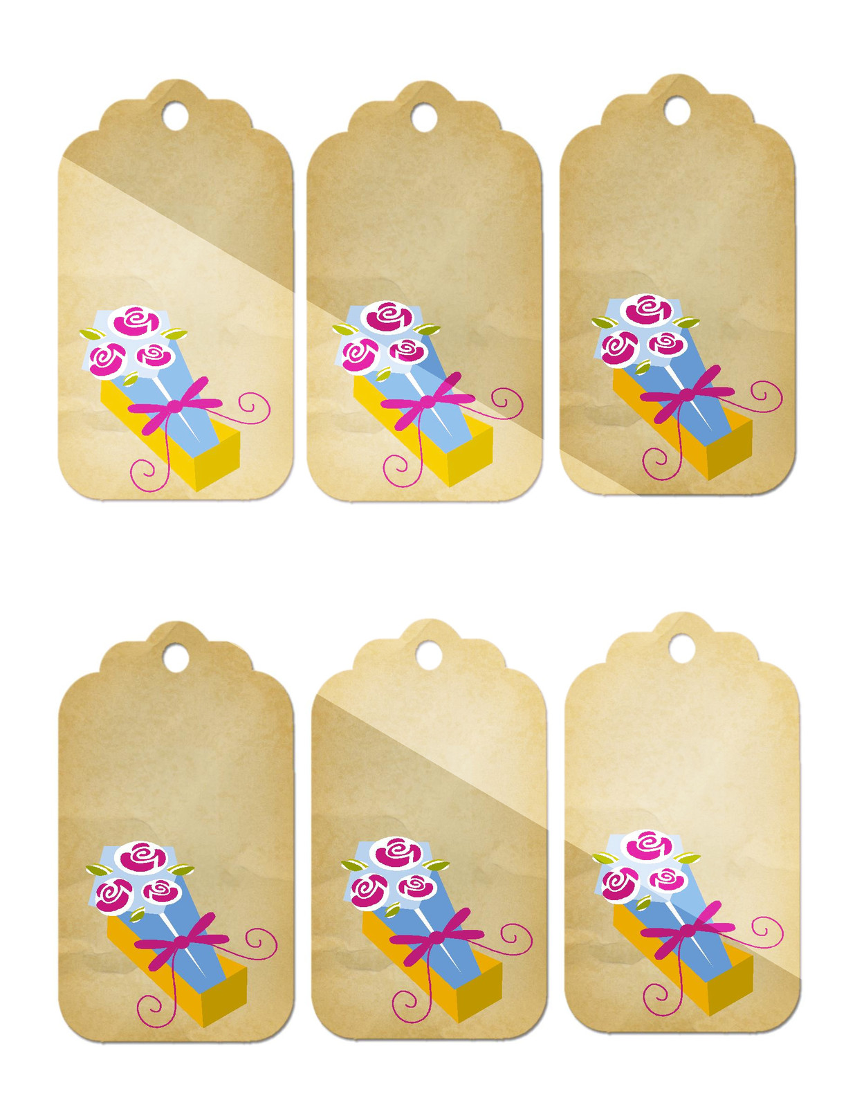 6 Flower Tags23-Download-ClipArt-ArtClip-Digital - Paper Crafts