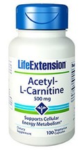 3 PACK Life Extension Acetyl-L-Carnitine 500 mg 100 vegcaps anti aging memory image 2