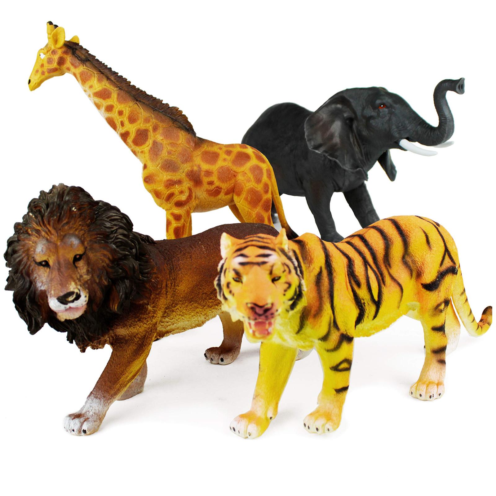 Boley 4 Piece Jumbo 11" Safari Animals Set - Large Zoo Animals and