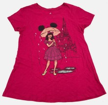Disney Parks Magenta Glitter Fancy Lady Mouse Ear Umbrella Castle Shirt Glam S - $22.77