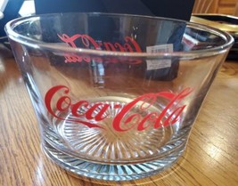 Vintage Coca-Cola Heavy Glass Snack Bowl 7 &quot; across 4.5&quot; tall Clear/red ... - $12.86