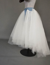 Women Ruffle Slit Tulle Skirt Floor Length Tulle Skirt w. Slit Jean Party Skirt image 3