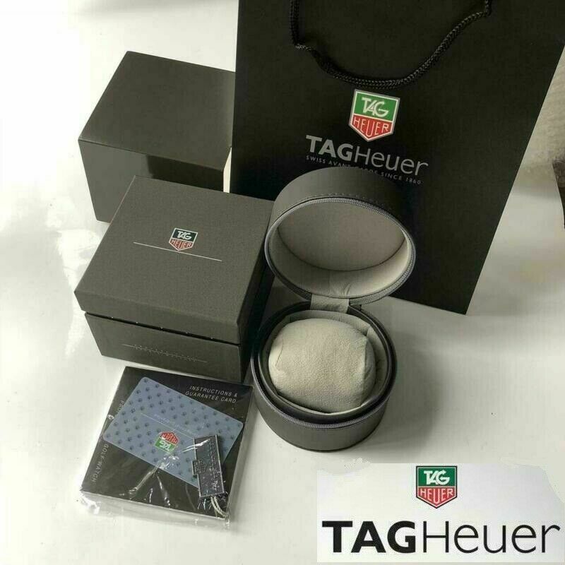 TAG HEUER WATCH BOX Genuine Leather Jewelry Watch Box Black Gray Case VIP Gift ♕