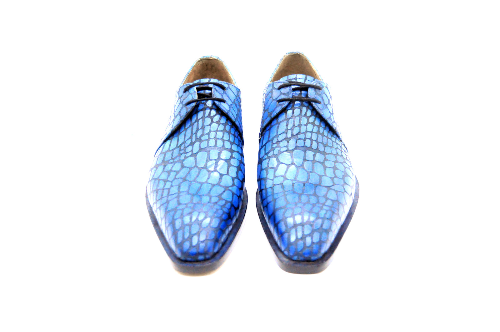 Handmade Men's Blue Leather Dress Formal Custom Made Leather Oxfords Shoes