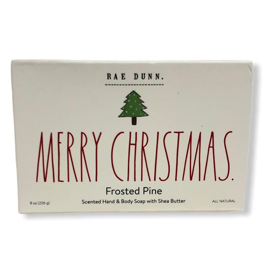 Rae Dunn MERRY CHRISTMAS Frosted Pine Body Bar Soap With Shea Butter