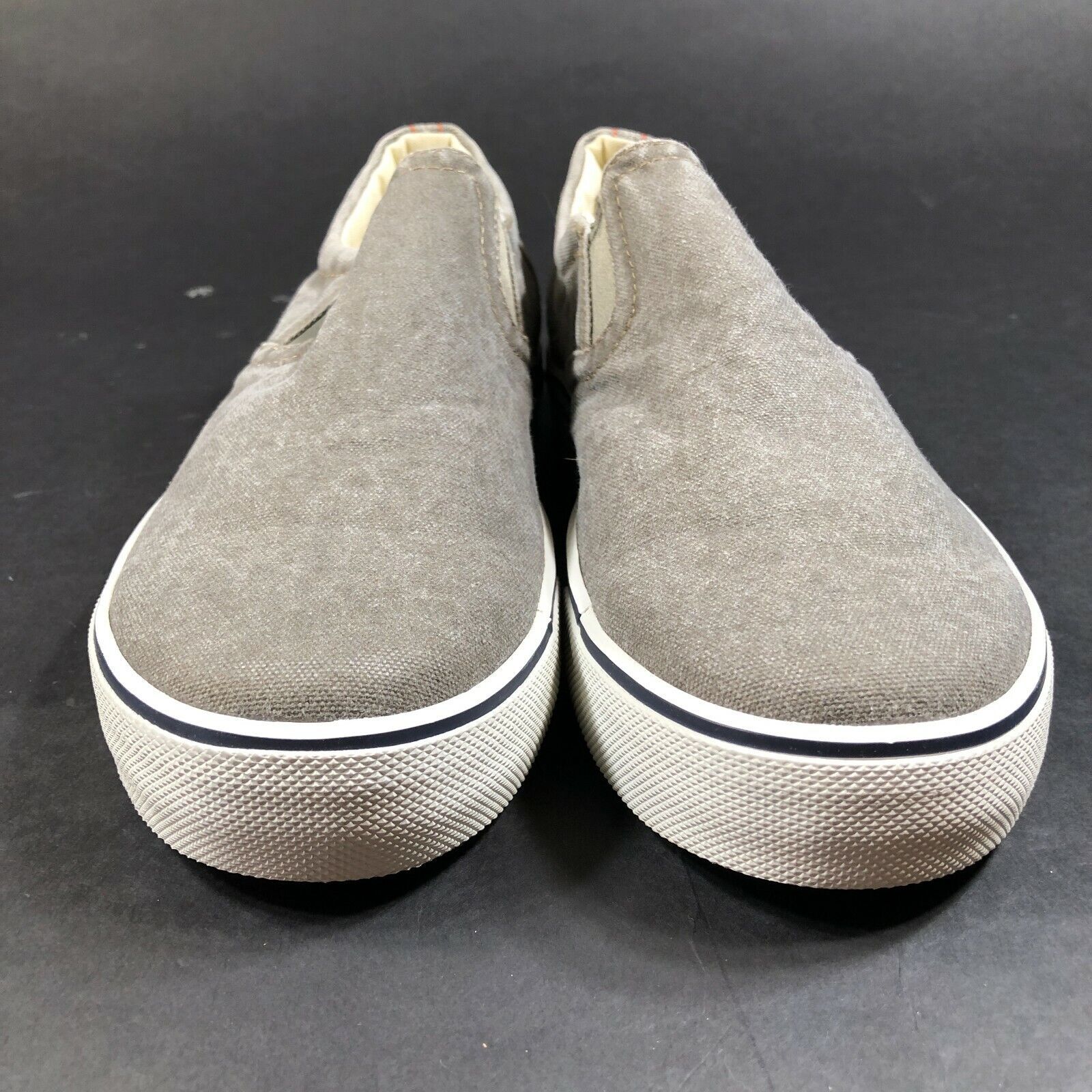 NEW LL Bean Slip On Shoes Sneakers Gray Sunwashed Canvas Round Toe Mens ...