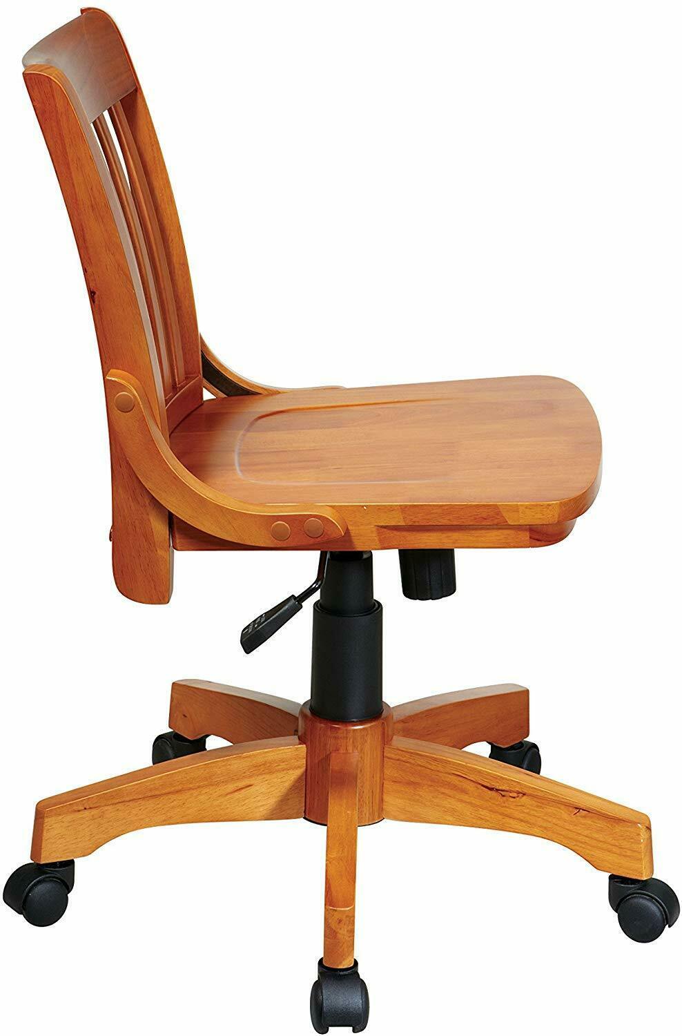 Solid Wood Office Desk Chair Light Finish Rolling Chair With Casters     57 