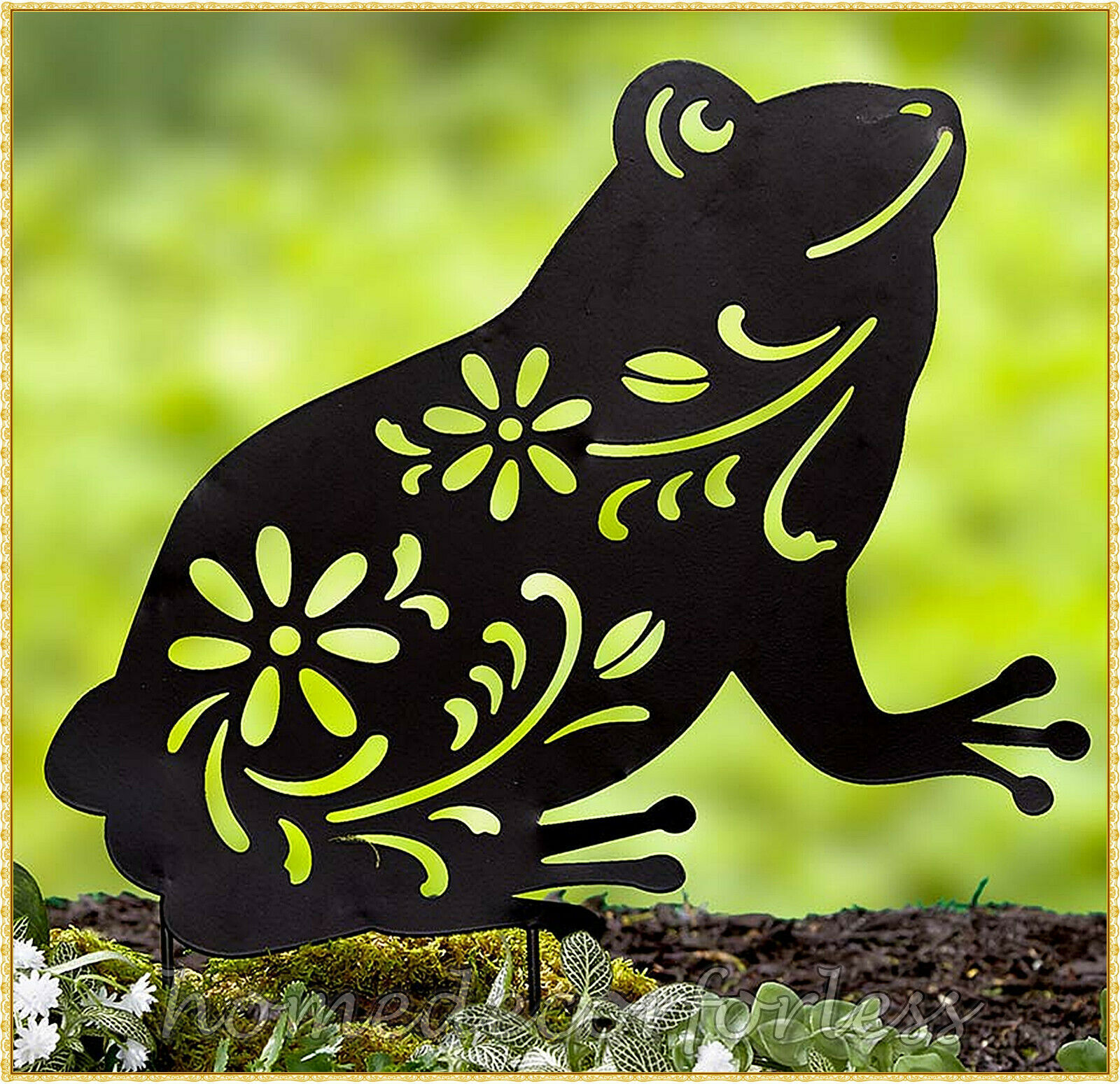 Metal Animal Silhouette Garden Yard Stake Outdoor Lawn Art DOG CAT FROG