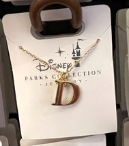 Disney Parks Mickey Mouse Faux Gem Letter D Gold Color Necklace NEW - $32.90