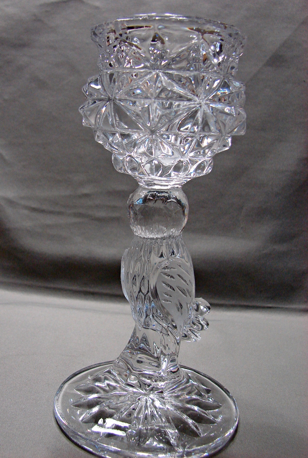 Bleikristall W Germany Lead Crystal Glass Candle Holders w Birds Crystal