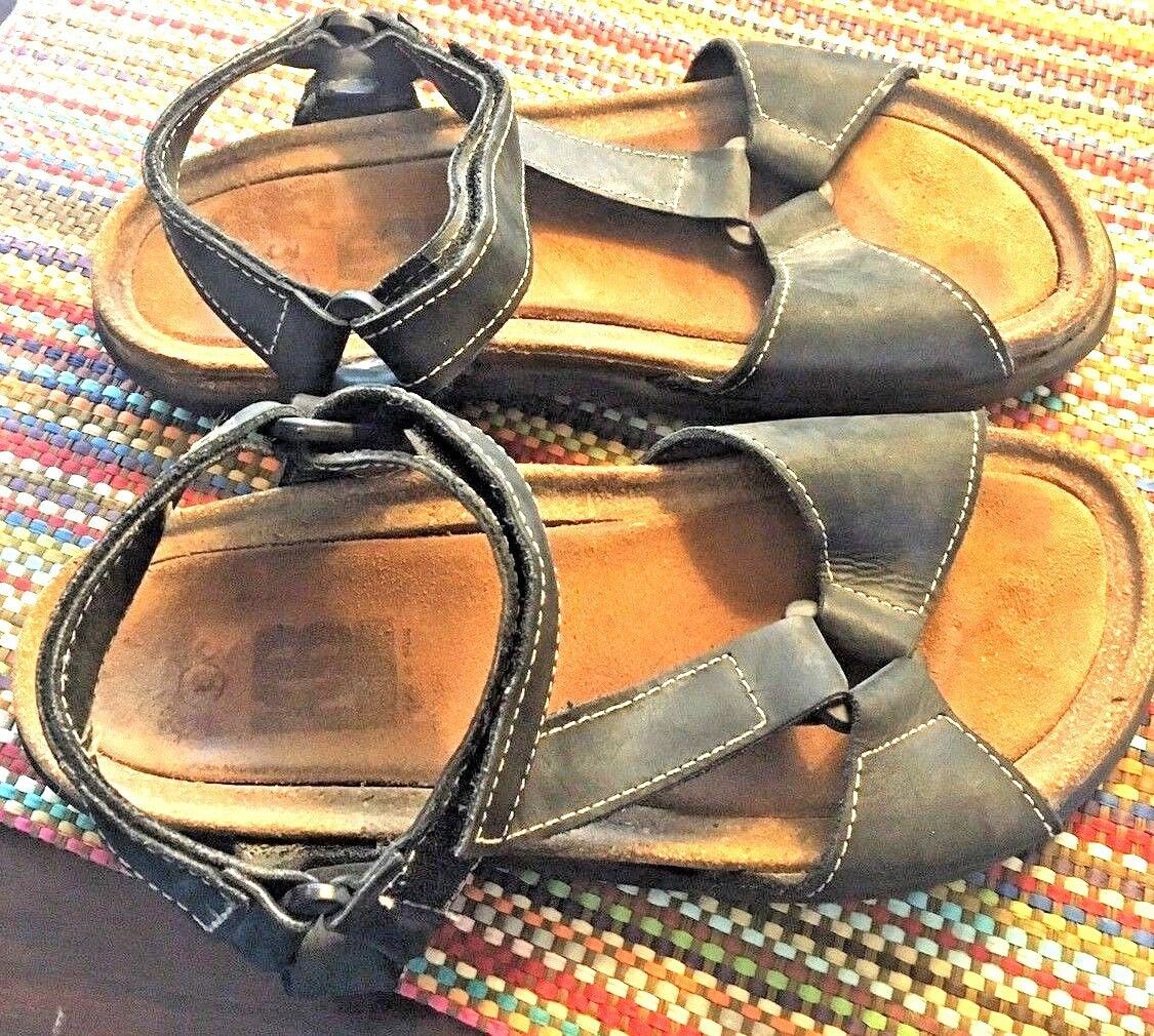 KB Womens Black Gray Leather Cork BIrk Naot Statue Sandals 8 - Sandals & Flip Flops
