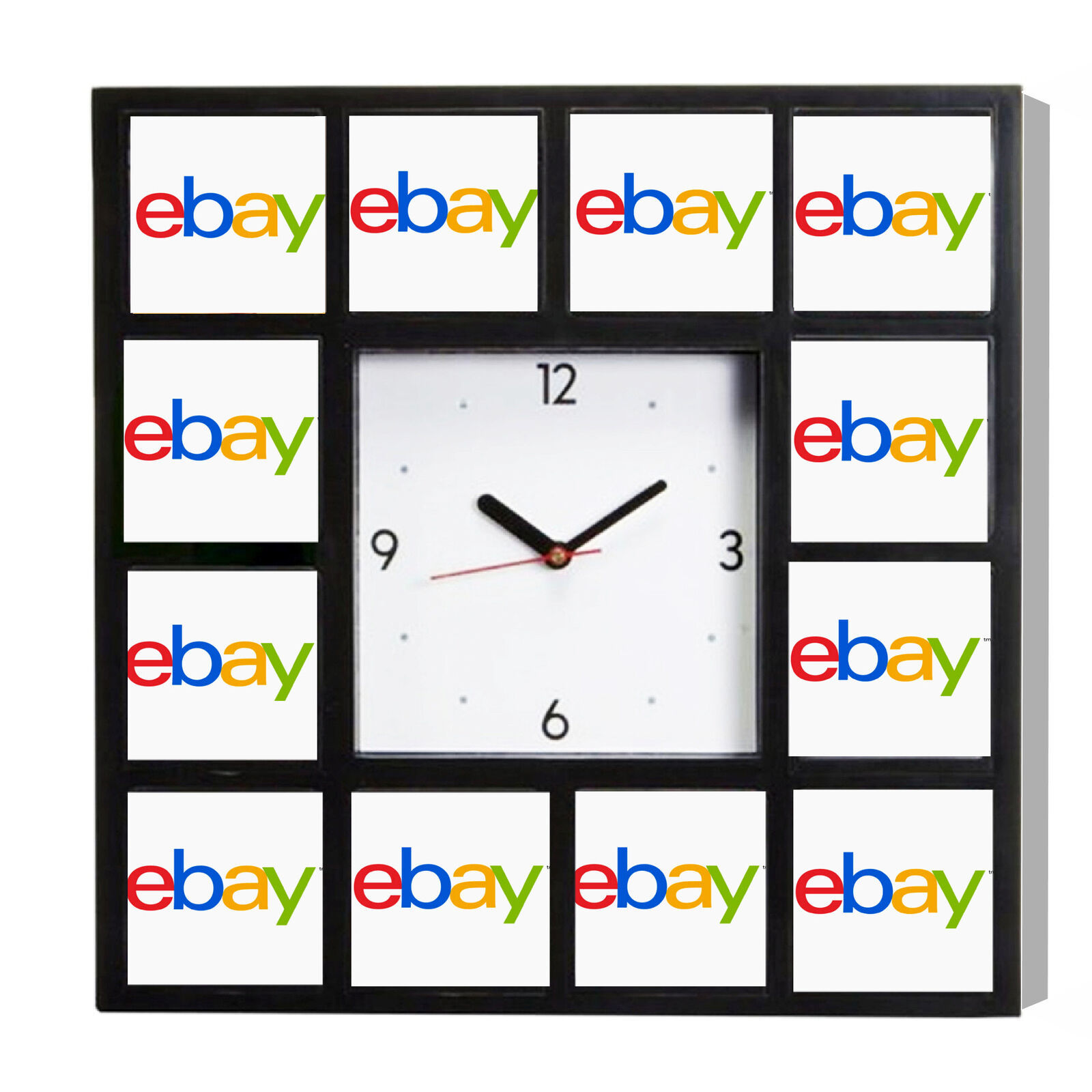 Ebay Clock Big Square with 12 pictures Wall Clocks