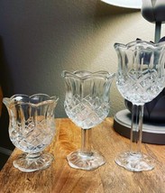 Vintage HOMCO HOME INTERIORS Glass Tulip Votive Candle Holder Diamond Cu... - $20.13