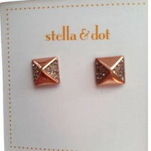 Rose Gold Pyramid Pave Stud Earrings  Minimalist Stella & Dot - $21.78