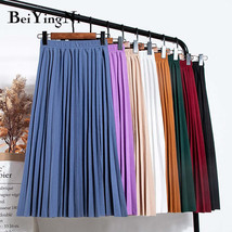 Beiyingni Women Vintage New Fashion Skirt Elastic High Waist Pleated Lei... - $27.99