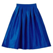 Coblat Blue A-Line Knee Length Ruffle Skirt Taffeta High Waist Pleated Skirt