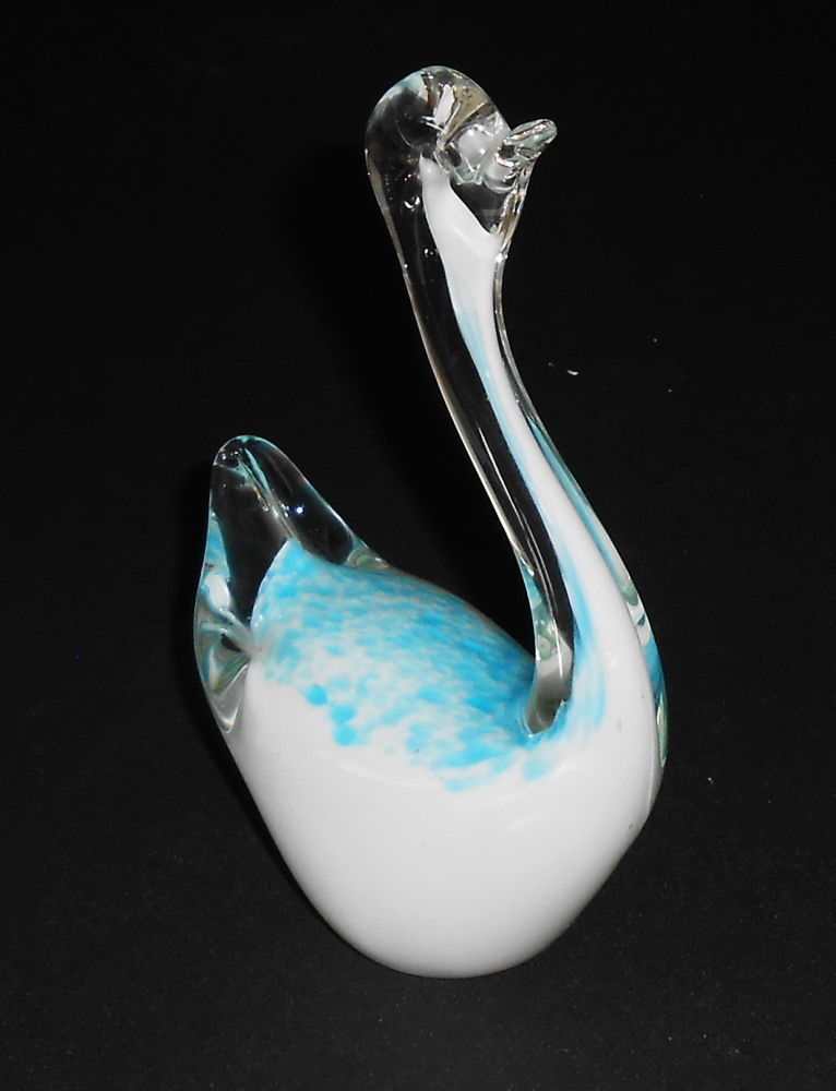 blue glass swan figurine