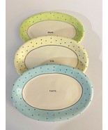 Set of 3 ~  Rae Dunn Polka Dot Oval Appetizer Plates  - $20.79
